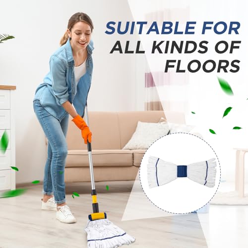 Image of Hushee 6 Pack Large Microfiber Tube Mop Heads 18 oz Heavy Duty Commercial Industrial Wet Mop Head Refill Reusable Machine Washable Looped End Mopheads for Hardwood, Tile, Laminate Floors (White)