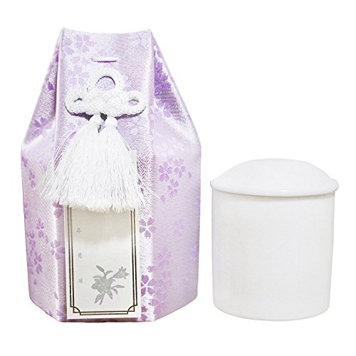 手元供養 覆い袋つき 骨壷 2.5寸 金糸 さくら パープル