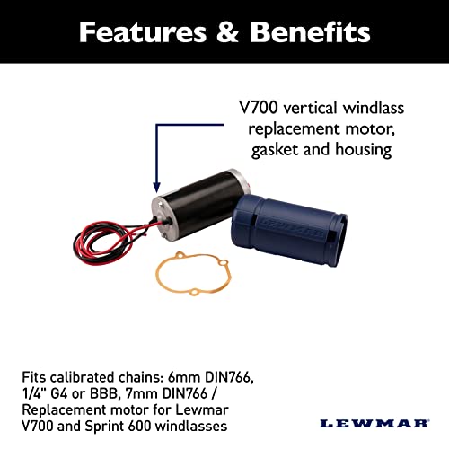 Lewmar Motor Kit, Fits Calibrated Chains: 6mm DIN766, 1/4" G4 or BBB, 7mm DIN766 / Replacement Motor for V700/Sprint 600 Windlasses - 2020200923 by Lewmar - Image 2