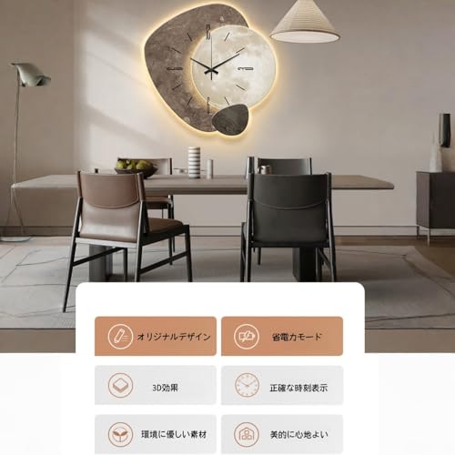Ketomi リビングルームの壁掛け時計 リモコン付き LED 非電波時計 サイレントホームクロック 高級クリスタル磁器の職人技 お手入れ簡単 高効率 安定性 寝室 書斎 ダイニングルームでの使用に適しています (B(USBプラグインモデル),50CM)