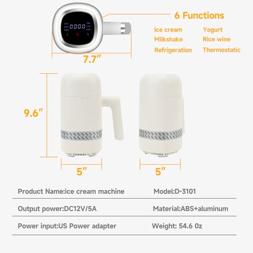 Vingvo Ice Cream Maker Machine, Protable Electric Frozen Yogurt And Sorbet Maker Machine Without Pre Freezing thumb #6