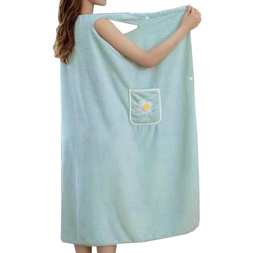 Toalla de Ducha para Mujer, Toalla Absorbente de Ducha, Bata de baño de Forro Polar Coral de Secado rápido con Bolsillo para el hogar, SPA, Viajes