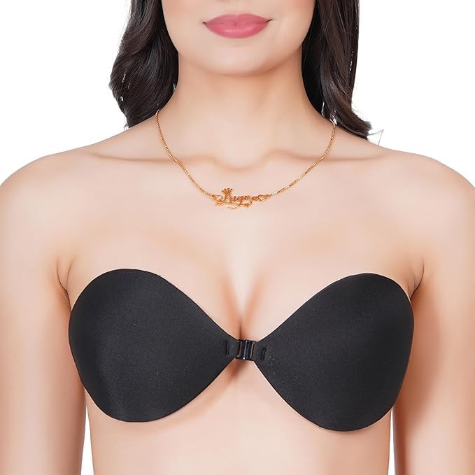 parvani Wire-Free Stick-On Bra for Women | Non-Padded Nylon & Spandex Invisible Adhesive Bra | Strapless Backless Silicone Gel Sticky Bra Black Size Free-picture-30