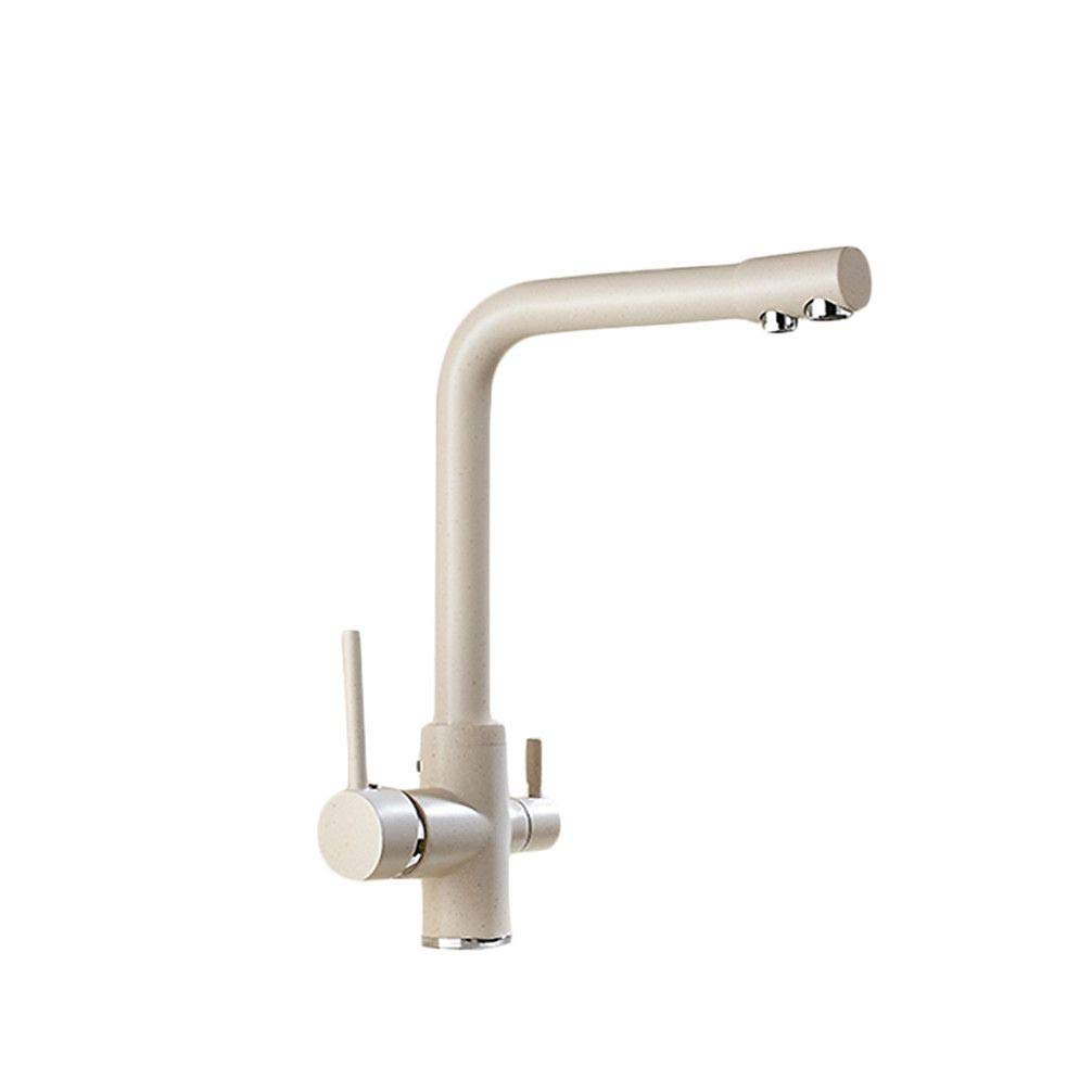 Mitigeur de cuisine en laiton massif durable avec double sortie d'eau pure