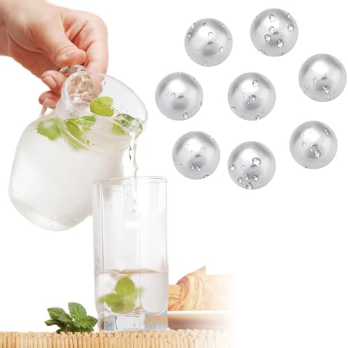 Stainless Steel Ice Spheres Chills Whiskey Wine Stones with Tong for Party Home Pub (1.8cm Diameter)