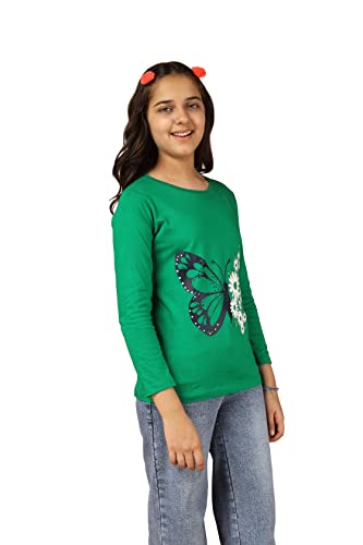 Image of KYDA KIDS 100% Cotton Girls Full Sleeve Printed T-Shirt,Regular fit Round Neck Tops (Pack of 3)