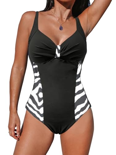 JFAN Mujer Traje de baño de una Pieza Verano V Ropa de Sin Espalda bañador Monokini con Lazo One Piece Bañador para Mujer Cebra Negra L