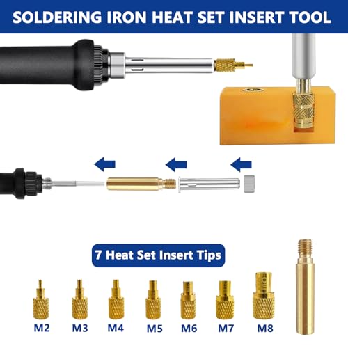 Soldering Iron Heat Set Insert Tool, 80W 110V LCD Digital Soldering Welding Iron Kit with Iron Tips and Heat Set Insert Tips, 16-in-1 Adjustable Temperature 180-500℃ Solder Kit, Blue - Image 4