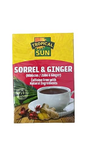 Tropical Sun Sorrel&Ginger (Hibiscus/Zobo&Ginger)Caffeine Free with Natural Ingredients-20 Tea Bags (Pack of 1)