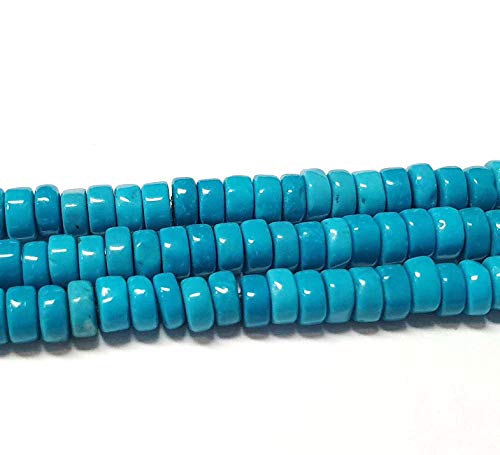 Perlin Turquoise Gemstone Beads Semi-Precious Stone Set Jewellery Beads Rondella Blue Colour Loose Beads 4 x 2 mm 50 Pieces - Image 2