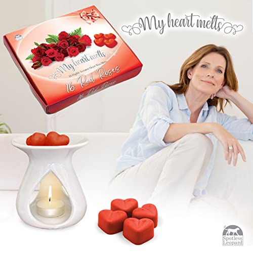 Red Roses Wax Melts: 16 x 5 g Heart Shaped Valentines Gifts for Her or Him Vegan Friendly, Romantic Anniversary Presents - Image 4