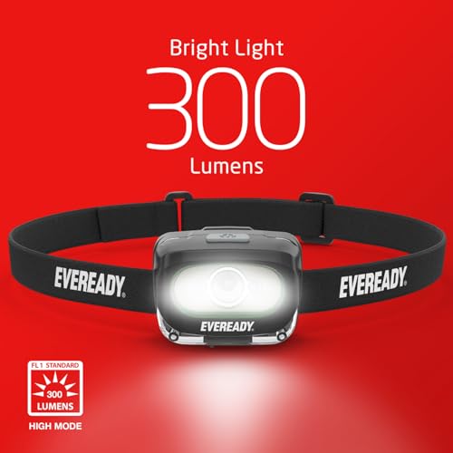 Image of Rechargeable LED Headlamps by Eveready (2-Pack), IPX4 Water Resistant Head Lights for Running, Camping, Emergency, Outdoors (USB Cable Included),Black (2-Pack),Adjustable