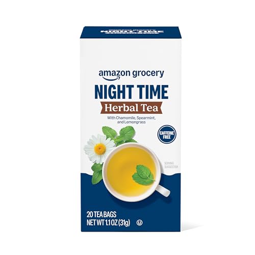Amazon Grocery, Night Time Herbal Tea, Caffeine Free, 1.1 Oz, 20 Ct (Previously Happy Belly, Packaging May Vary)