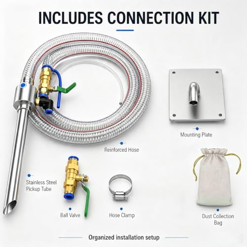 jcwwolk Pneumatic Vacuum Feeding Machine, Suction Loading Machine Hopper, with 4m Suction Pipe & Quick-Connect Kit, Stainless Steel Pellet Transfer Loader, for Powder Flour Granules Particles - Image 8