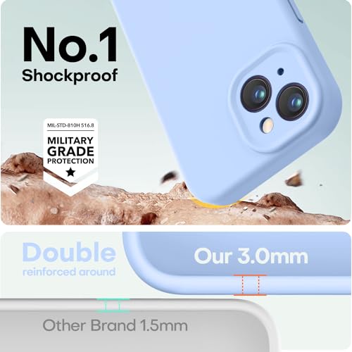 Image of LOVE 3000 Designed for iPhone 14 Case, Premium Silicone with [Soft Anti-Scratch Microfiber Lining] Shockproof Protective Phone Case for Men Women Girls 6.1 inch, Light Blue