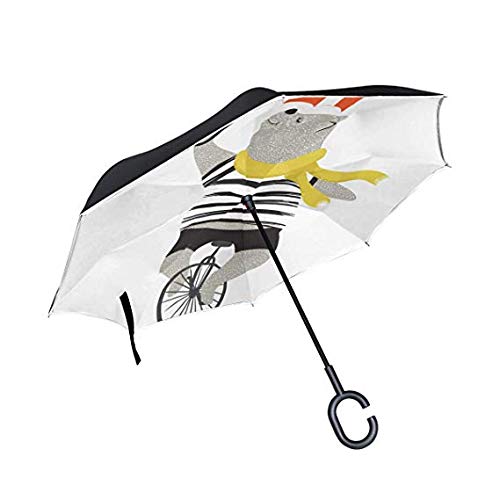 Parapluie inversé de golf protection UV avec poignée en C pour les parcours ensoleillés