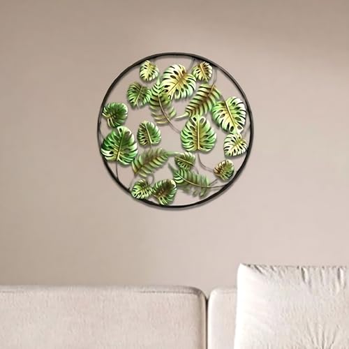 Image of Iron Large Round Leaf Handcrafted Multicolor Metal Abstract Wall Art Decorative Wall Frame Sculpture for Living Room Bedroom Drawing Room Home Decor