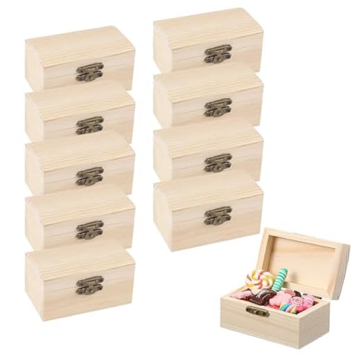 Huamirra Holzkiste Klein, 10 Stück Schatztruhe Truhe, Mini Schatztruhe aus Holz, Schmuckkästchen Selber, Schatzkiste mit Deckel, Geeignet Zum Aufbewahren Und Dekorieren