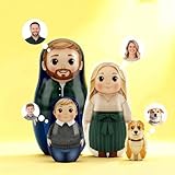 Personalisierte Matroschka Puppen aus Holz, Foto Nesting Dolls bis zu 6 Figuren, Russische Puppe als Geschenk für Mutter, Familien & Heimdekoration, Individuelles Matroschka Set mit Familienporträt