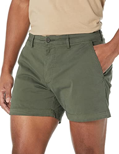 Image of Amazon Essentials Men's Slim-Fit 5 inch Flat-Front Comfort Stretch Khaki Chino Shorts with Elastic Waistband