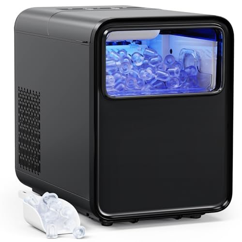 QEXREED Máquina de Hielo, Maquina de Hacer Hielo 12 kg/24h, 9 Cubitos de Hielo en 6 Minutos,...