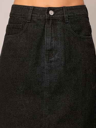 Image of Dolce Crudo Women's Flared High-Rise Stretchable Denim Maxi Skirt