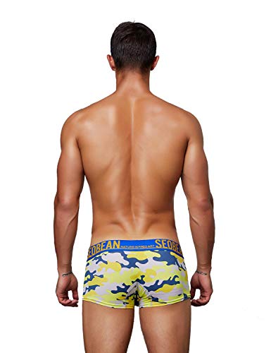Seobean Mens Low-Rise Camouflage Trunk Boxer Brief Underwear (Large/31-33, 90218 Yellow) #TOP2
