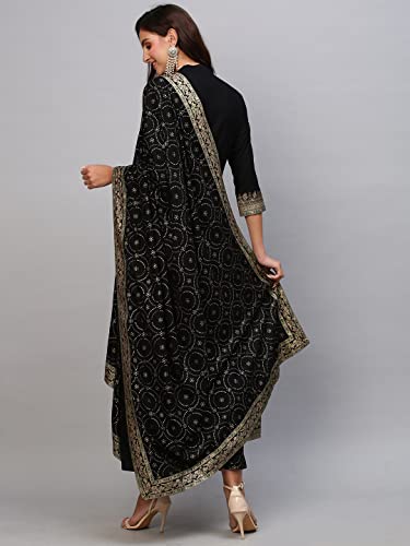 Image of ANNI DESIGNER Women Cotton Blend Solid Kurta With Pant & Dupatta
