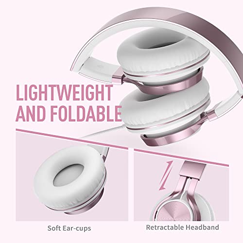 Ailihen C8 Headphones With Microphone And Volume Control Folding Lightweight Headset For Cellphones Tablets Smartphones Laptop Computer Pc Mp3/4 (Rose Gold) #TOP5