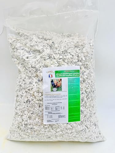 Écailles de Coquilles d’Huîtres – Aliment Minéral pour Volailles – Source de Calcium Naturel – Poules, Cailles, Pintades –Fabriqué et conditionné en France (9,5 kg)