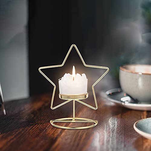 Healifty HQQ118166YA Glass Votive Candle Holders With Stand Gold Star Shaped Clear Crystal Tealight Candle Holder thumb #2