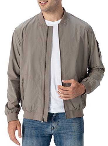 Rdruko Men's Running Jacket Lightweight Bomber Jacket Causal Varsity Flight Windbreaker(Khaki, Us Xl) #TOP2