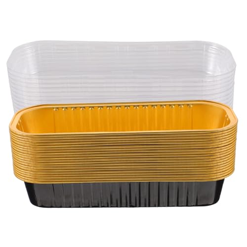 Sosoport 20Pcs Aluminum Foil Loaf Pans with Lids Disposable Mini Cake Baking Boxes for Parties Bbqs and Food Storage Capacity for Indoor Outdoor Use