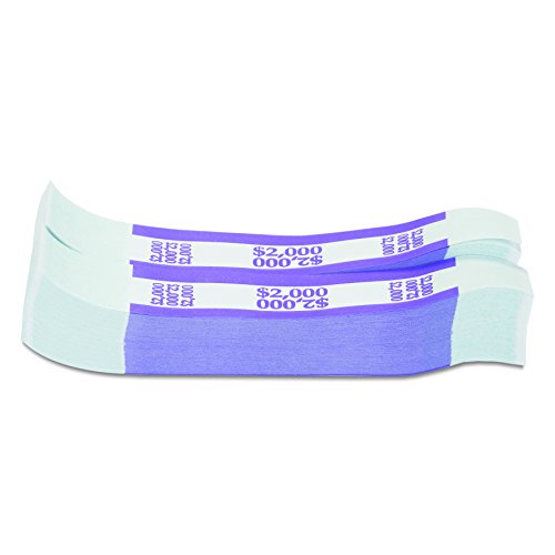 MMF Industries Self-Adhesive Currency Straps, Violet, 2000 in $20 Bills, 1000 Bands per