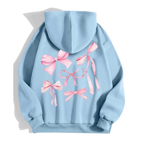 Pink Bow Zip Up Hoodies Long Sleeve Jackets For Women Coquette Casual Aesthetic Cute Preppy Hooded Sweatshirts With Pockets4