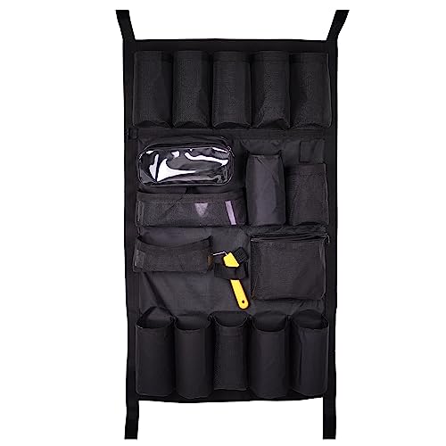 HIVEFISH Horse Trailer Organizer Bag - Hanging Horse Trailer Door Organizer - Horse Trailer Storage Caddy - Attach to Trailer or Stable Door - comes with Hardware and Hoof Brush