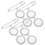 MOKKHNB 4pcs Heat Transfer Printing Brooches with Blank Photo Bezels Metal Lapel Pin DIY Pin Making Kit Ornament for Custom Jewelry Crafting