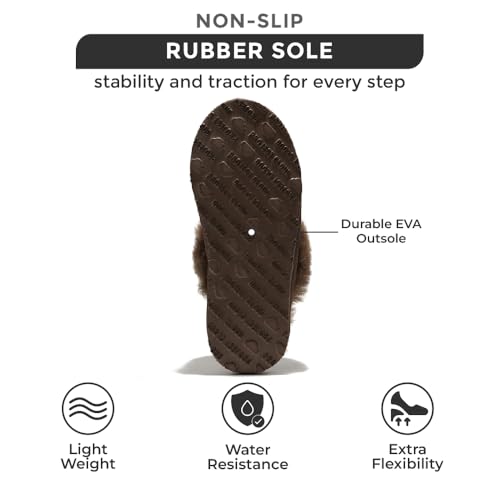 Project Cloud 100% Australian Sheepskin Scuff Slippers for Women - Genuine Shearling Memory Foam Slides for Women mules for women - Non-Slip Womens Slippers (Lynsey)4