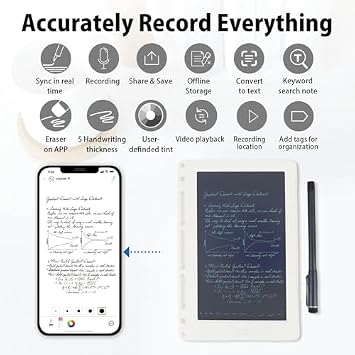 Digital Smart Pen Notebook and Writing Board Set, Real Time Synchronization Digitization for Storing & Sharing Notes, Compatible with iOS Android Phones Tablets