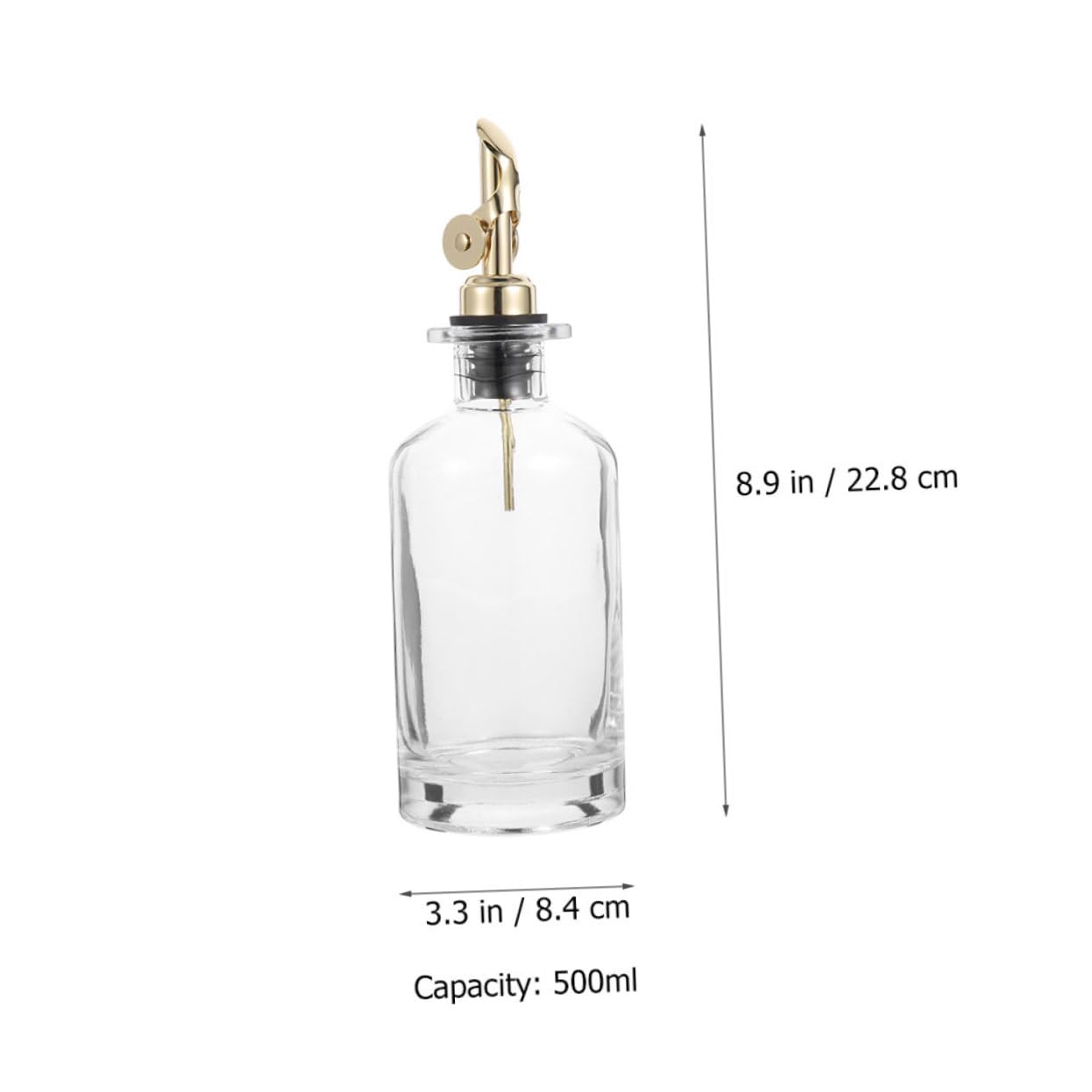 IMIKEYA Dispenser Automatico per Olio e Aceto da 500ml in Vetro e Acciaio Inossidabile, Bottiglia Pratica per Cucina in Confezione da 2 Pezzi