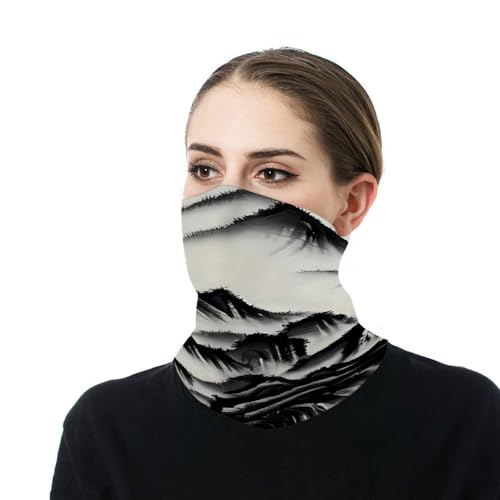 Pasamontañas elástico con diseño de pintura de paisaje chino para clima frío, cubrecuello y bufanda para motociclistas, ciclismo, esquí y actividades al aire libre para hombres y mujeres miniatura 7