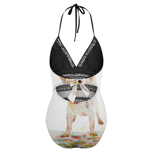 Bikini set monokini extensible peinture de chien pour le sport