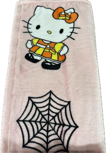 Jay Franco & Sons, Inc. Hello Kitty Halloween Plush Throw Blanket, 50 x 70 inches, Pink with Spider Web Design