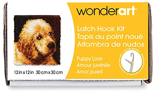 Image of Wonderart Puppy Love Latch Hook Kit, 12 inch X 12 inch
