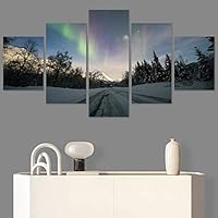 SIGNWIN 5 Panel Canvas Wall Art Astronomy & Space Contemporary Cosmic Dramatic Green Group Photography Realism Ultra for Home Decorations Ready to Hang - 60