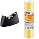 tesa Easy Cut Tischabroller CURVE - rutschfest, einfache Handhabung, sauberer Schnitt & tesafilm standard - Transparentes Multifunktions-Klebeband - 10 m x 15 mm - 10er Pack
