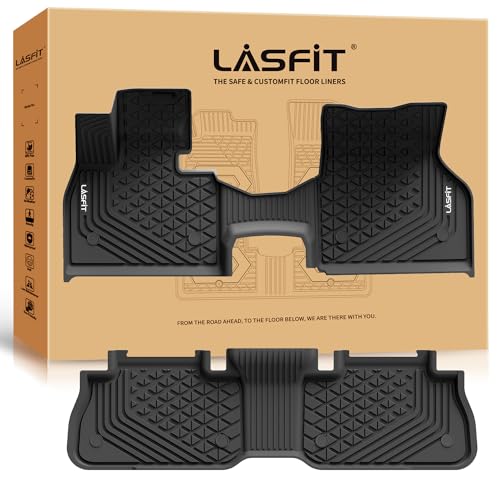 Image of LASFIT Floor Mats for BMW iX 2022-2026 xDrive45 xDrive50 xDrive60 M60 M70 | All Weather TPE Custom Fit Floor Liners, 1st & 2nd Row Car Mats Accessories, Black