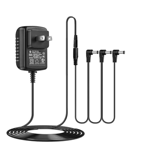 Security-01 UL Listed DC 9V 1A Guitar Pedal Power Supply with 3 Way Daisy Chain Cables,for Most Effect Pedals,Tip Negative