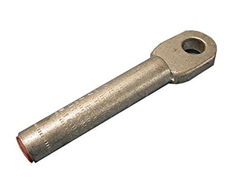 Burndy YAZ30-2TC38 Two Hole Hylug Code Conductor Long Barrel Copper Compression Terminal with Inspection Window, 300 kcmil Conductor, 3/8" Stud Hole Size, 1" Stud Hole Spacing, 1.20" Tongue Width, 4.42" Length (Pack of 10)