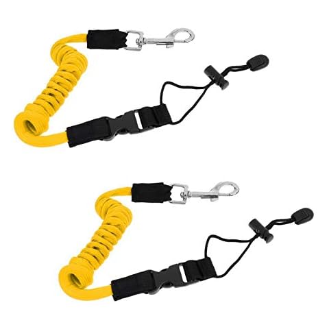 Sport Fishing Kayak Leash Paddle Leash Kayak Paddle Rope Paddle Leash for Kayak Paddle Leash for Paddles and Boat Hooks Elastic Line Fishing Rod Stretched Length Approx. 140 cm Yellow 2 Pieces Cover